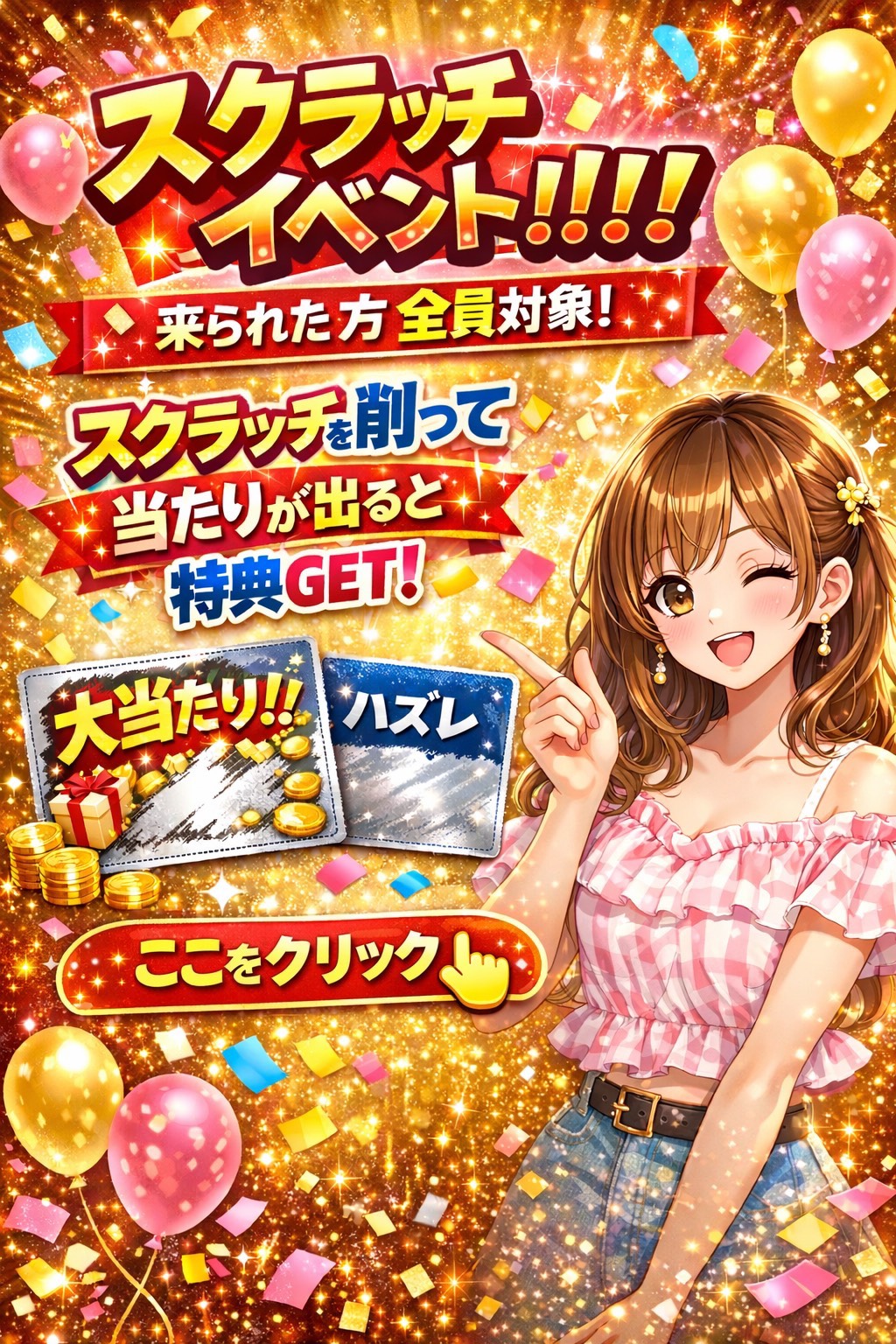 100分無料券が当たるスクラッチくじ配布♪